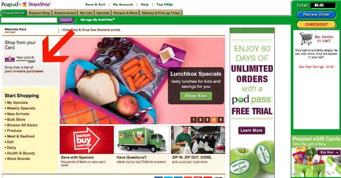 Use your Stop and Shop card even online when ordering groceries through Peapod by Stop and Shop